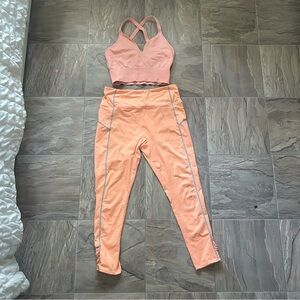 Free People Movement Workout Set Neon Peach Leggings + Top